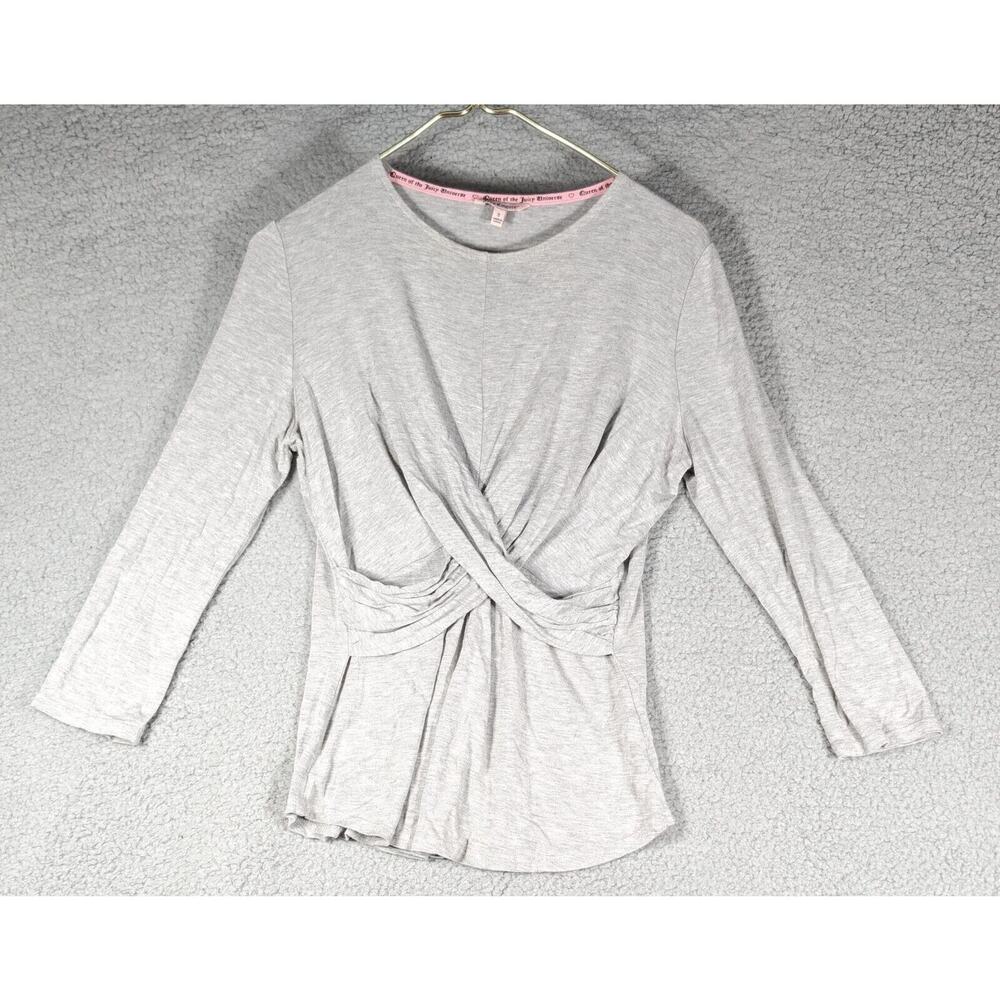Juicy Couture Blouse Womens Size Small Grey Long Sleeve Front Criss Cross Top